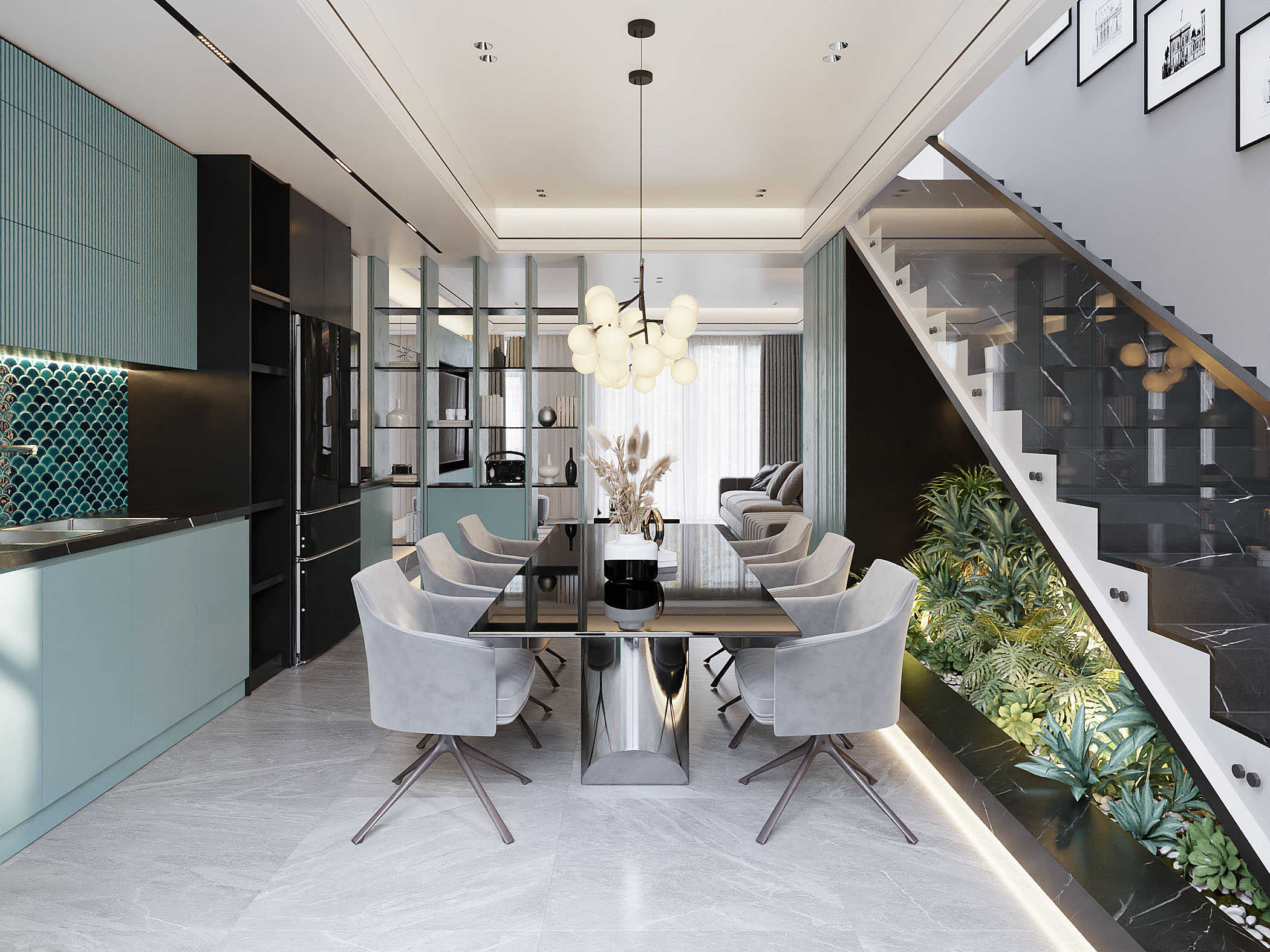 tht architects - Nhà chị Ngân Châu Đốc - phòng khách bếp 06